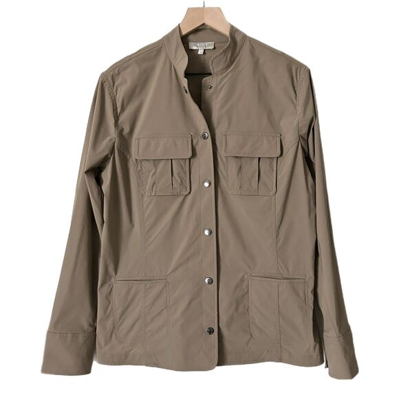 Anatomie Genova Jacket in Khaki Snap Buttons Slim Fit Size Large - Picture 2 of 7